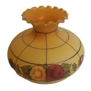 Vintage Reverse Painted Floral Glass Lampshade